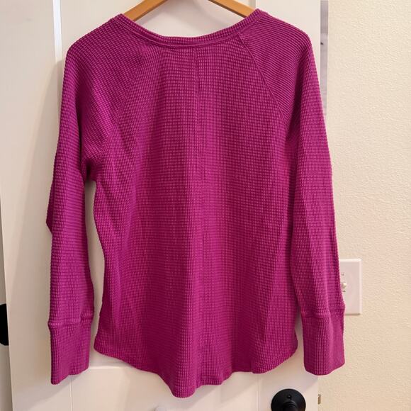 Knox Rose Fuchsia Pink Waffle Knit Long Sleeve Thermal Top XXL Layering Comfy - Picture 2 of 8